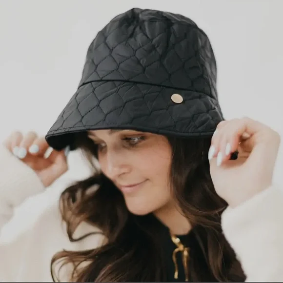 Black Quilted Bucket Hat (Anthropologie Brand) - Picture 5 of 10
